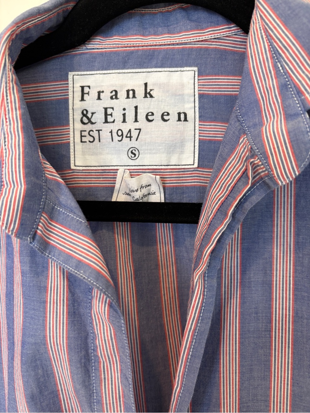 Frank & Eileen Blue and Red Narrow-Striped Cotton Shirt - Picture 3 of 3